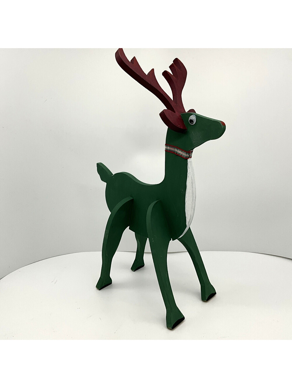 Handcrafted Wood Christmas Reindeer Decoration 15" Rustic Holiday Figurine